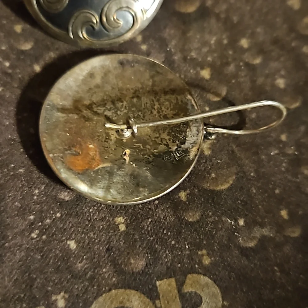 Silpada Israel Sterling Silver Earrings Intricate Swirling Leaf Design Black OS - Picture 5 of 5